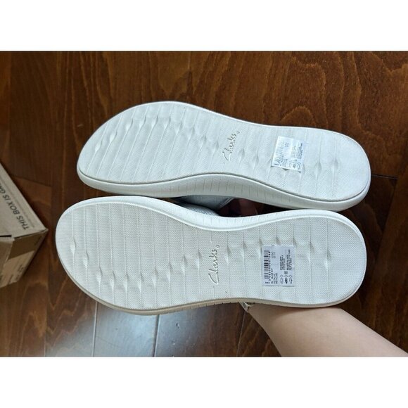 Clarks Women's Slide Sandal 11 M Bay Metallic Silver Camo Open Toe NEW - Picture 8 of 10